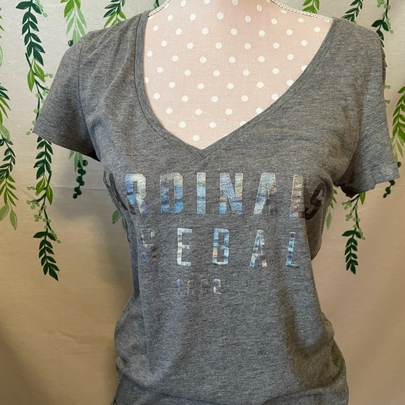 PINK Victoria's Secret Tops - Size Small PINK Victoria’s Secret Silver Shirt - Cardinals Baseball B2